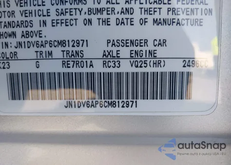 2012 Infiniti G25 Journey from USA, damaged, VIN JN1DV6AP6CM812971